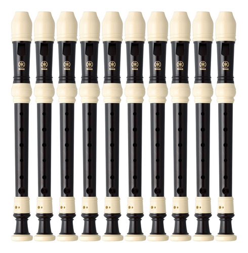 Kit 10 Flautas Doce Soprano Barroca Em C Yrs-32b Yamaha Cor Preto