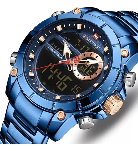 Reloj Naviforce Nf9163 Analóg-digital, Acero Inoxidable Azul