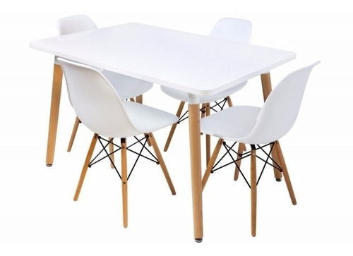 Juego Comedor Mesa Rectangular 120cm + 4 Sillas Eames - A30