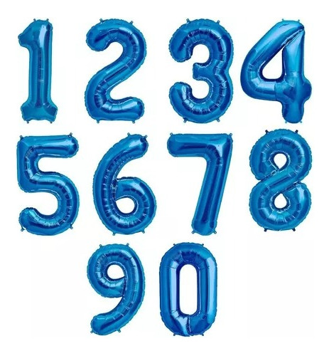 Globo Número Color Azul Metalizado De 101 Cm