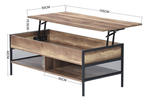 Mesa De Centro Elevable Con Almacenamiento Oculto Marrón