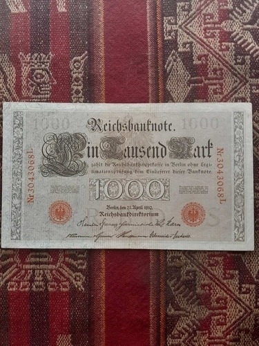 Antiguo Billete Alemán 1000 Marcos Año 1910 Impecable 
