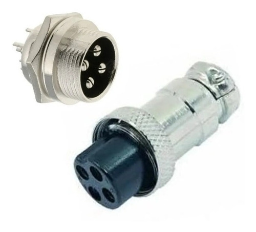 Imagem 2 de 2 de Conector Mike 4 Vias Macho + Fêmea