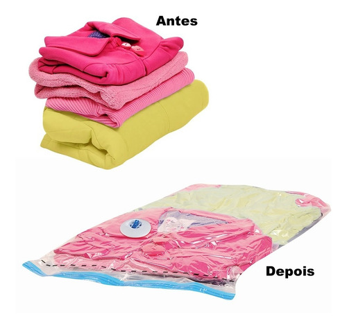 Imagem 3 de 7 de 3 Saco A Vácuo Protetor Organizador Roupa Vacbag Médio 45x65