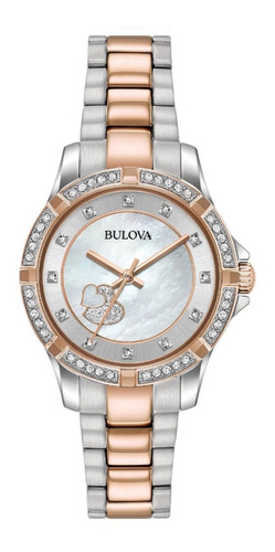 98l233 Reloj Bulova Crystal Rosado/plateado