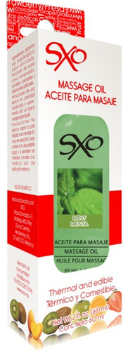 Lubricante Para Masaje Sabor Menta Comestible Sxo 60 Ml