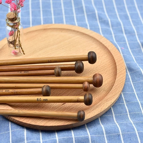 Imagen 6 de 6 de Set Palillos Para Tejer De Bambú, 2mm A 10mm (18 Tamaños)