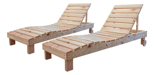 Reposeras Con Cojin Verde Oliva Y Mesa De Madera (pack)