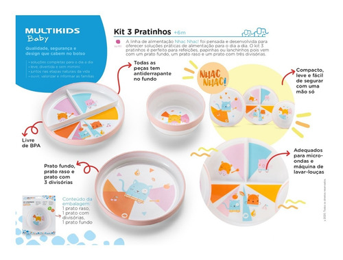 Imagem 2 de 6 de Kit Introdução Alimentar Bebê Blw Prato Divisória + Colher