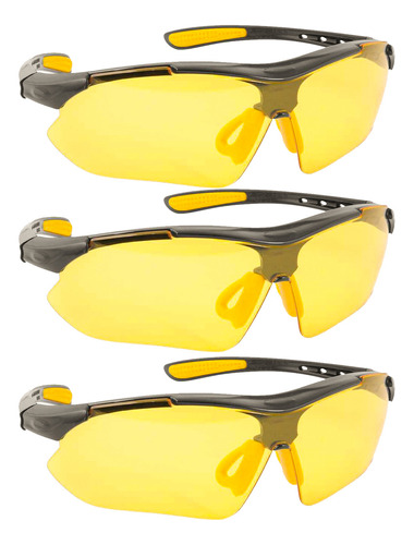Kit 3 Óculos De Segurança Boxer Ciclismo Amarelo