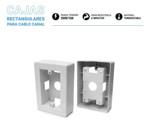 Caja Exterior Rectangular Pvc Cable Canal Llave Luz Pack X5 Color Blanco