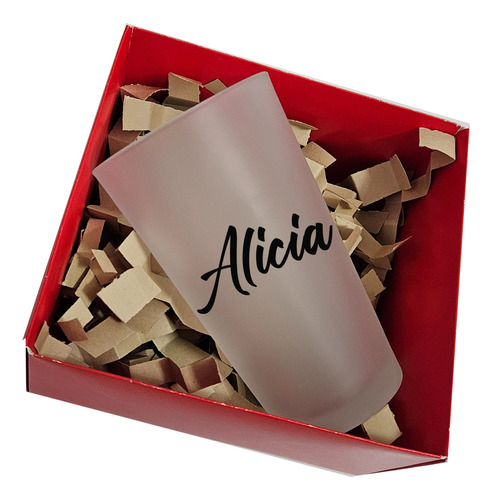 Vaso De Vidrio Esmerilado Personalizado Con Caja Para Regalo