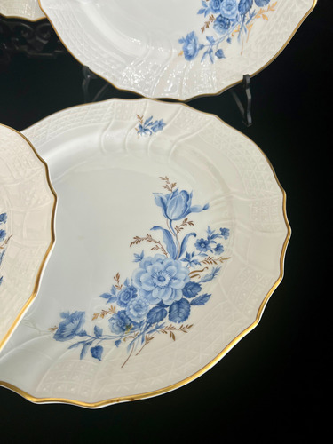Juego 6 Platos Playos Hutschenreuther Chatteau Bleu Oro 1960 Blanco Chatteau Bleu (Usado)