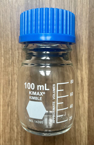 Frasco Para Laboratorio Kimax Vidrio Graduado C/ Tapa 100 Ml