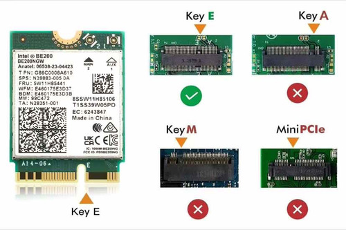 Tarjeta Wi-fi Intel Be200 Estándar M.2 Wifi 7 Bluetooth 5.4