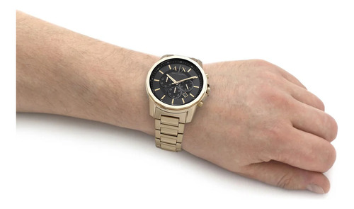 Armani Exchange Bank Cronógrafo Esfera Negra Correa De Acero Dorado Reloj Para Hombre - Ax1721