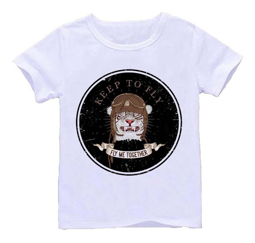 Remera Blanca Niños Casco Piloto Carreras R122