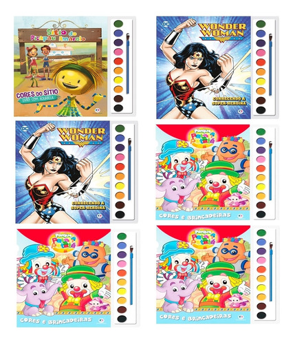 Kit Combo Box Com 6 Livros Infantil Para Colorir  