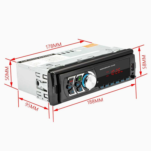 Imagen 6 de 9 de Estéreo Para Auto Bluetooth Usb Sd Led Fm Aux Desmontable