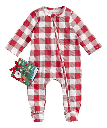 ~? Mud Pie Baby Boy Christmas Sleeper And Book, Red, 3-6 Mon