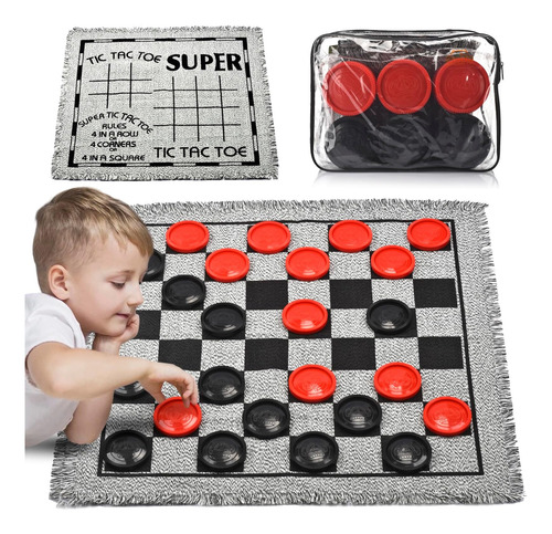 Quadpro Juego De Mesa De Damas Gigantes, Juego 3 En 1 Jumbo