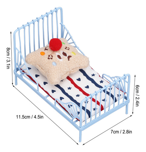 Cama De Metal Dollhouse 1:12 Con Estructura En Miniatura, Bo