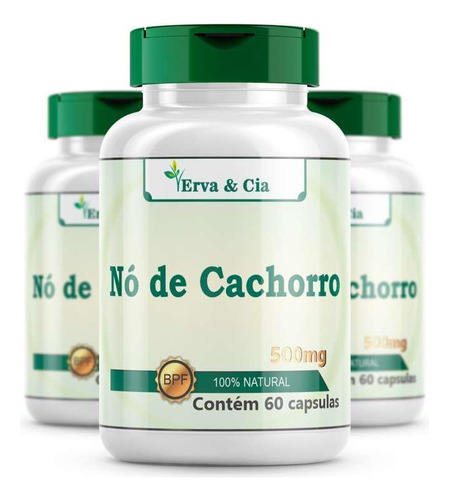 Kit 3 Potes Nó De Cachorro - 180 Cápsulas 500mg 100% Puro
