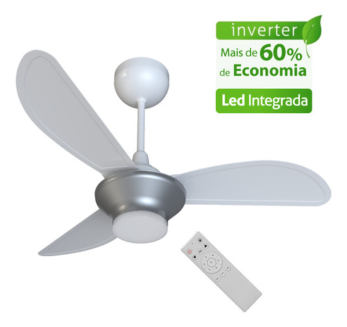 Ventilador De Teto Ventisol Wind Inverter Silver Led Control