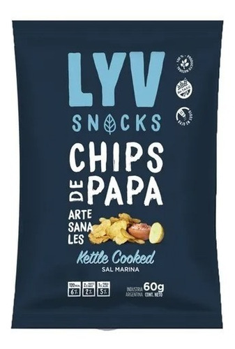 Chips Artesanales Kettle Papa Lyv Snacks Sal Marina 60g