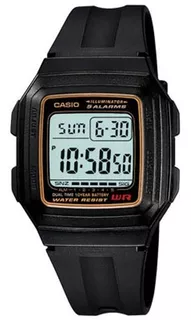 Casio F-201WA-9a Local Street Watch Center Mesh Cor da malha preta Cor da moldura preta Cor de fundo cinza