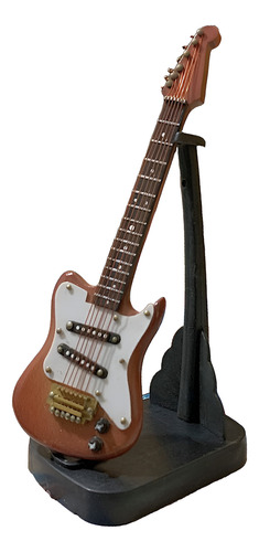 Guitarra Elétrica Miniatura Madeira Réplica Instrumento 15cm