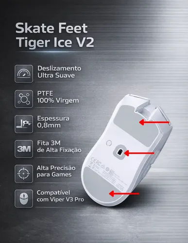 美品 Razer Viper V3 Pro + ICE V2 Skate Feet Tiger Ice V2 Para Mouse Razer Viper V3 Pro | MercadoLivre