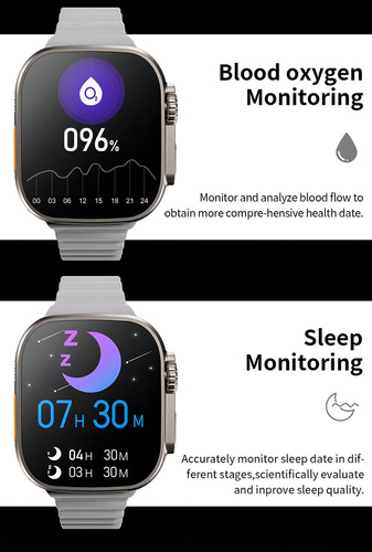 Funda para reloj inteligente Smartwatch T800 Ultra Bluetooth, color: blanco, color de la correa: naranja oscuro