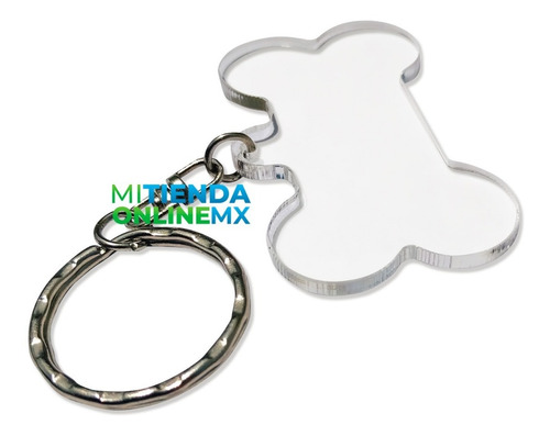 Imagen 3 de 4 de Llaveros Acrílico Forma Hueso, Pack 20 Piezas - 4.5x2 Cm