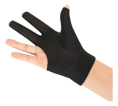 5 Guantes De Billar De Tres Elastico Portatíl Negro Negro