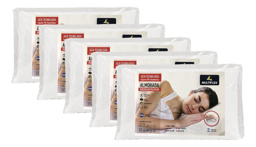 Almohada Viscoelástica Intelig Multiflex 60x40x12 Cm Pack 5 Color Blanco