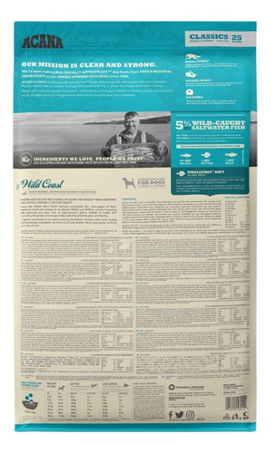 Imagen 2 de 2 de Alimento Acana Wild Coast para perro todos los tamaños sabor mix en bolsa de 11.4kg
