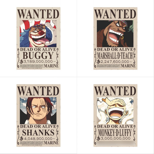 One Piece 4 Posters Recompensas Emperadores Del Mar Yonkou