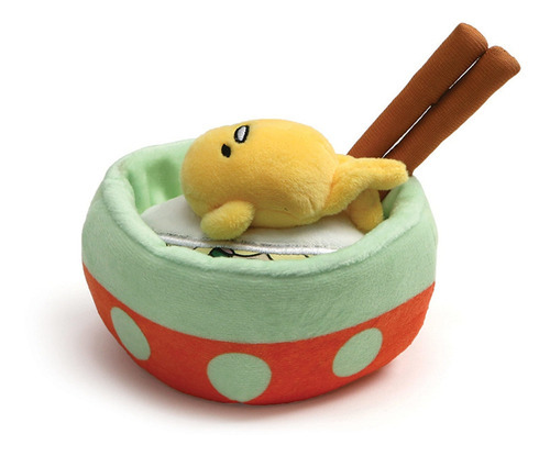 Gund Sanrio Gudetama Lazy Egg Noodle Bowl Con Palillos De Pe Color Multicolor