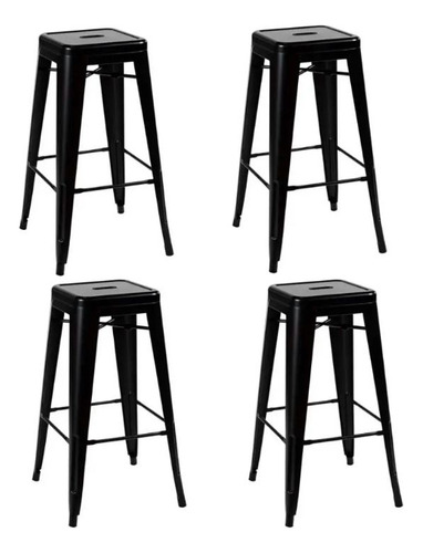 Pack De 4 Pisos Taburetes Tolix Altos - Negro