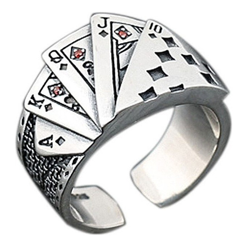 Anillo De Póker Punk Rock Para Hombre Joyería Plateada Ani