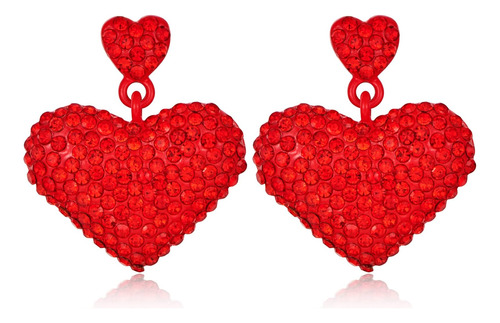 Pendientes De Corazón Rojo Famarine Para Mujer, Bonitos Pend