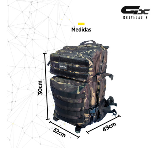Mochila Táctica Camping Trekking Mochilero 45 L. Gravedad X