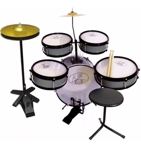 Bateria Infantil Profissional Rock Baby(am)prata Com Chimbal