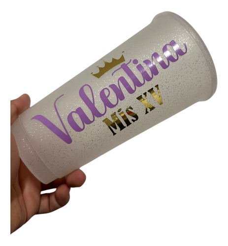 10 Vasos Glitt Reusables 24 Oz Personalizados Fiesta Xv Boda