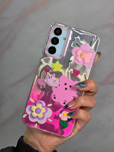 Funda Muñequitos 3d Antigolpes Para Samsung Elegi Modelo Osito Rosa A55