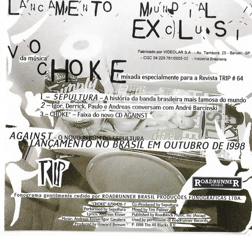 Cd - Sepultura - Choke ( Single )