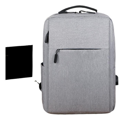 La Mochila Gris Oscuro Con Puerto Usb Tiene Un Amplio Espacio