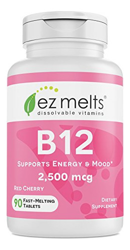 Ez Melts, Vitaminas Solubles, 2 500 Mcg, B12, Cero Azucar, S