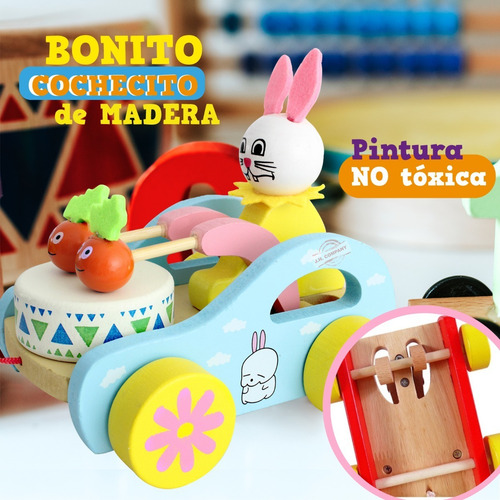 Carrito Juguete Didactico Arrastre Artesanal Animalitos
